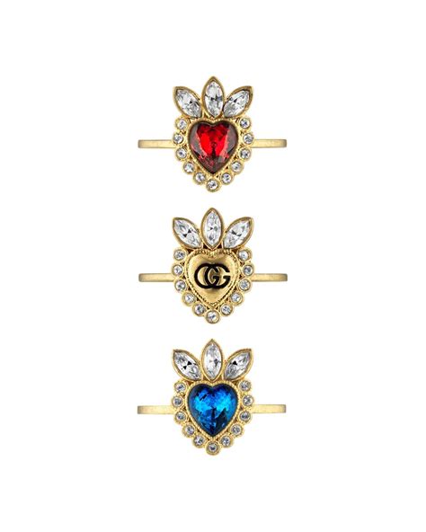 gucci crystal heart ring